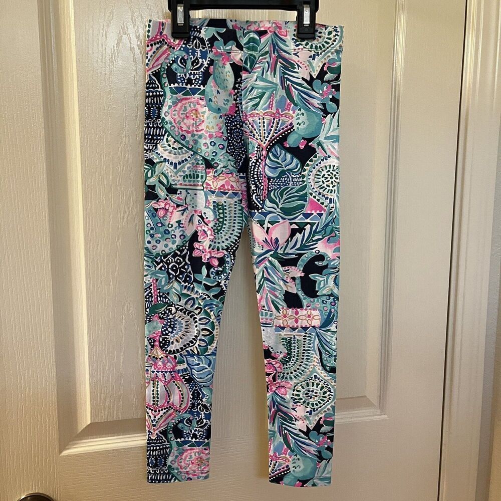 Lilly Pulitzer Maia Leggings Pants Lookin Sharp Pull On Girls Size Medium 8-10